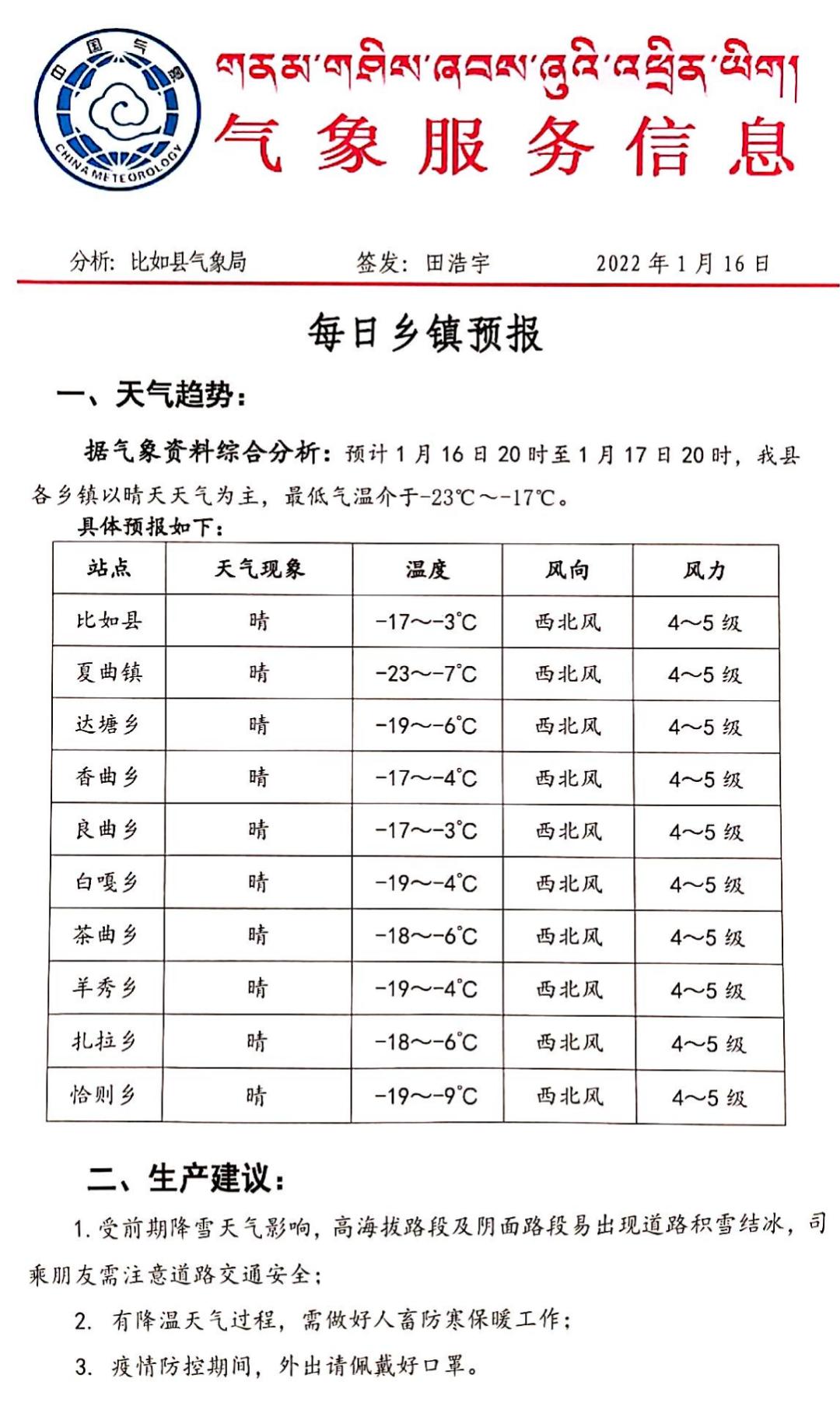 日玛村天气预报更新通知